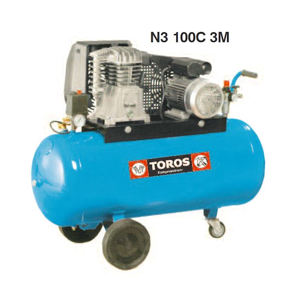 Αεροσυμπιεστές Toros blue series 230V, με ιμάντα, τροχήλατοι, με αεροφυλάκιο 100 L