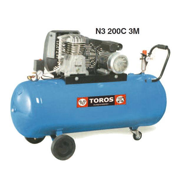 Αεροσυμπιεστές Toros blue series 230V, με ιμάντα, τροχήλατοι, με αεροφυλάκιο 200 Lt