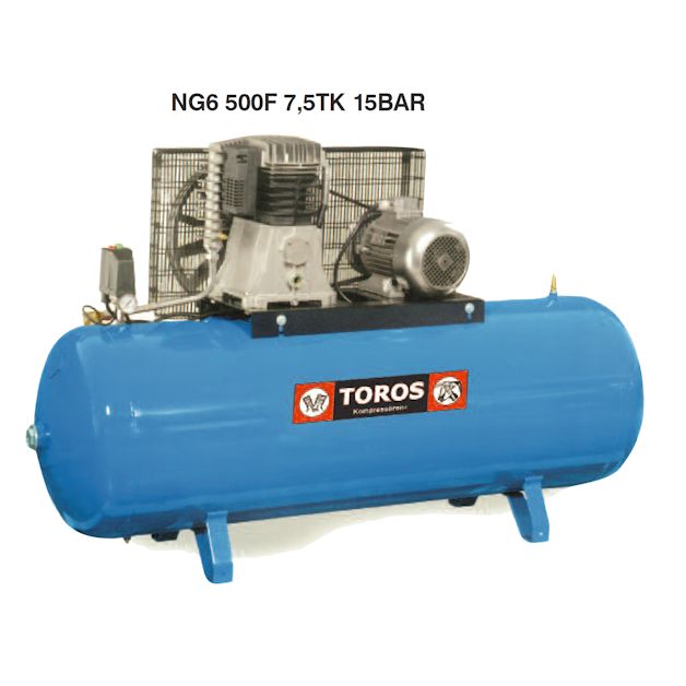 Αεροσυμπιεστές Toros blue series 400V, τριφασικοί, με ιμάντα, σταθεροί, υψηλής πίεσης 15 bar, με αεροφυλάκιο 500 Lt