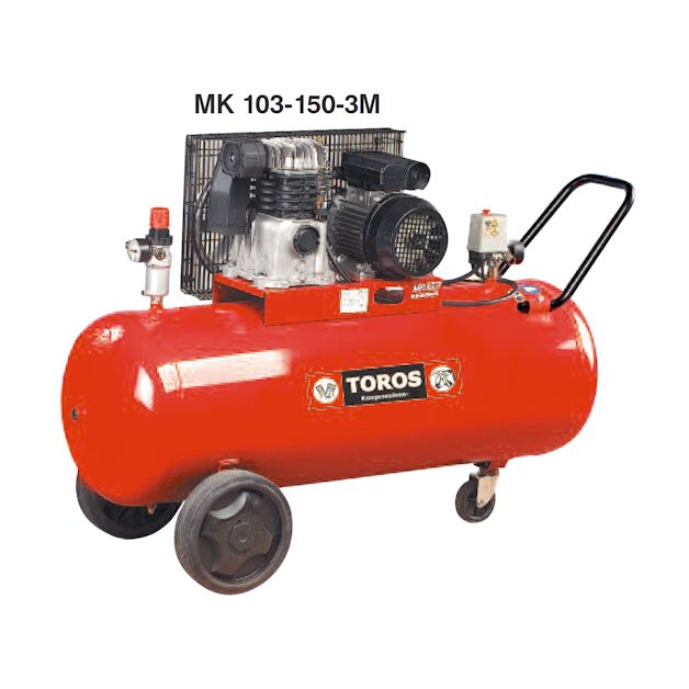 Αεροσυμπιεστές Toros red series 230V, με ιμάντα, τροχήλατοι, με αεροφυλάκιο 150 Lt.