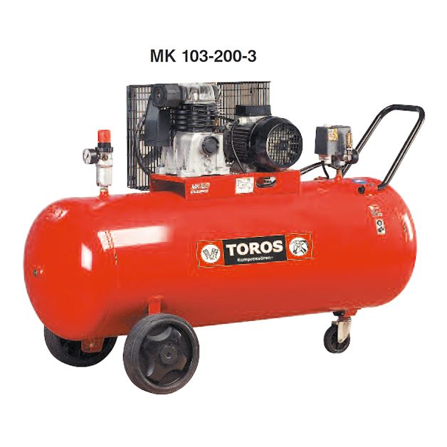 Αεροσυμπιεστές Toros red series 230V, με ιμάντα, τροχήλατοι, με αεροφυλάκιο 200 Lt.