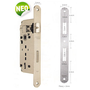 Κλειδαριά HUGO LOCKS μεσόπορτας Κ45-75 οβάλ πλάκα